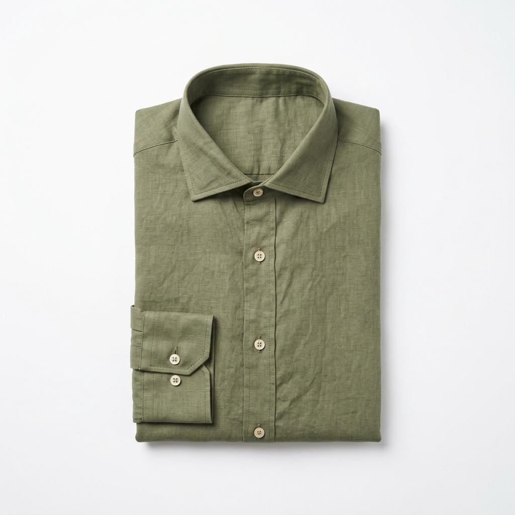 Vastram Pure Olive Linen Casual Shirt